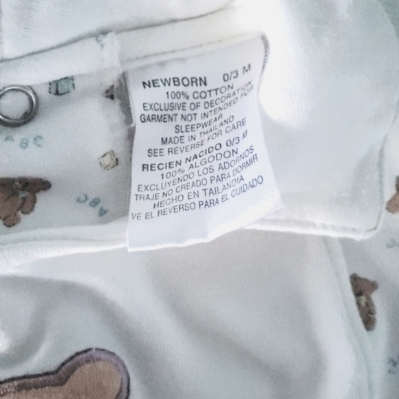 Vintage McBaby One-piece Jumpsuit White Teddy Bear Long-sleeve 0-3 Months - Picture 4 of 5